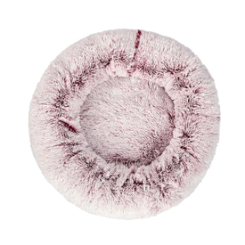 Pet Bed Cat Dog Donut Nest Calming Mat Soft Plush Kennel - Pink image 0