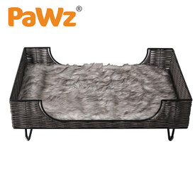 Rattan Cat and Small Dog Enclosed Pet Bed Puppy House with Soft Cushion image 0