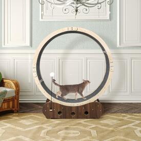 Cat Exercise Wheel Running Treadmill Exerciser Scratcher Toy Furniture image 0