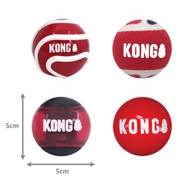 3 x KONG Signature Balls Fetch Dog Toys - 3 x 4-Pack Medium Assorted (12 Total) image 0