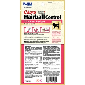 Inaba Cat Churu Meal Topper Treat - Hairball Control Creamy Chicken Recipe 24 x 14g Tubes image 0