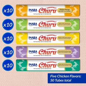 Inaba Cat Churu Meal Topper Treat - Creamy Chicken Varieties 50 x 14g Tubes image 0