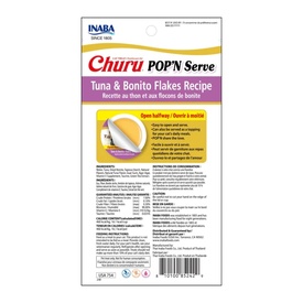 Inaba Cat Churu Pop'N Serve Treat or Meal Topper Tuna & Bonito Flakes 8 x 35g Cups image 0