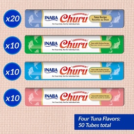Inaba Cat Churu Pops Meal Topper Treat - Creamy Tuna Varieties 50 x 15g Tubes image 0