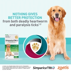Simparica Trio Flea, Tick & Heartworm Chew for Medium Dogs 10.1-20kg - 6-Pack image 0