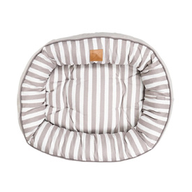 Mog & Bone 4 Seasons Reversible Dog Bed - Latte Hamptons Stripe image 0