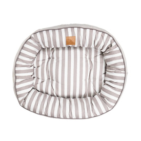 Mog & Bone 4 Seasons Reversible Dog Bed - Latte Hamptons Stripe image 0
