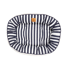 Mog & Bone 4 Seasons Reversible Dog Bed - Navy Hamptons Stripe image 0
