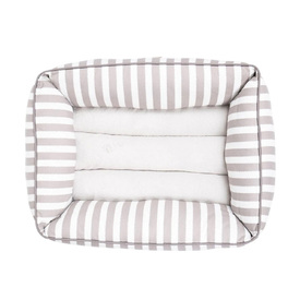 Mog & Bone Bolster Dog Bed - Latte Hamptons Stripe image 0