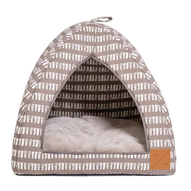 Mog & Bone Cat Igloo Bed with Fleecy Cushion - Latte Mosaic image 0