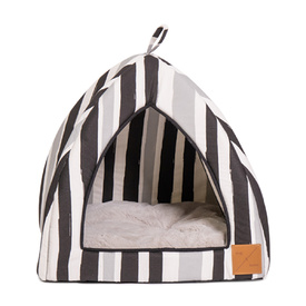 Mog & Bone Cat Igloo Bed with Fleecy Cushion - Pebble Black Brush Stroke image 0