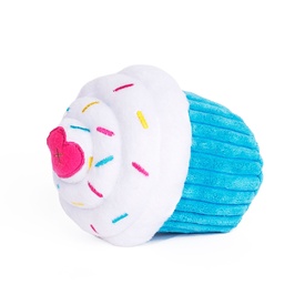 Zippy Paws Plush Squeaker Dog Toy - Cupcake in Blue or Pink image 0