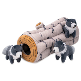 Zippy Paws Zippy Burrow Interactive Dog Toy - Log + 3 Wolves image 0