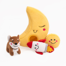 Zippy Paws Burrow Interactive Dog Toy - To the Moon with 3 Squeaker Toys image 0