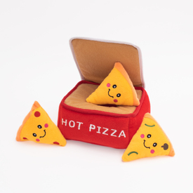 Zippy Paws Burrow Interactive Dog Toy - Pizza Box with 3 Squeaker Toys image 0