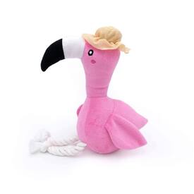 Zippy Paws Playful Pal Plush Squeaker Rope Dog Toy - Freya the Flamingo  image 0