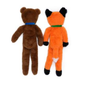 Zippy Paws Fluffy Peltz Plush Squeaker Dog Toy - Bear & Fox 2-Pack image 0
