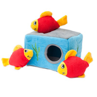 Zippy Paws Interactive Burrow Dog Toy - 3 Squeaker Fish in an Aquarium image 0