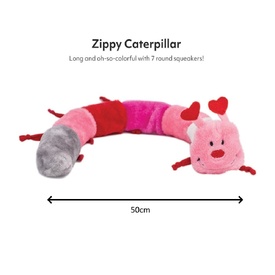 Zippy Paws Valentine's Caterpillar Low Stuffing Squeaker Dog Toy - Large image 0
