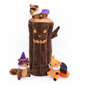 Zippy Paws Halloween Burrow Dog Toy - Haunted Log + 3 Squeaker Toys image 0
