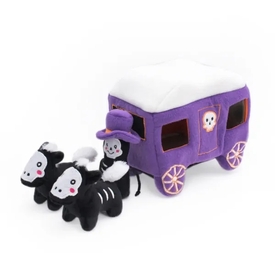 Zippy Paws Halloween Burrow Dog Toy - Haunted Carriage + 3 Squeaker Toys image 0