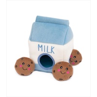 Zippy Paws Interactive Burrow Plush Dog Toy - Milk and Cookies image 0