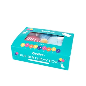 Zippy Paws Plush Squeaker Dog Toy - Birthday Box with Cake, Balloon & Party Hat image 0