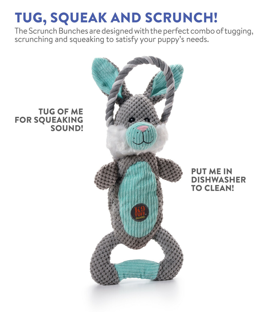 Charming Pet Scrunch Bunch & Squeak Dog Toy - Bunny image 1