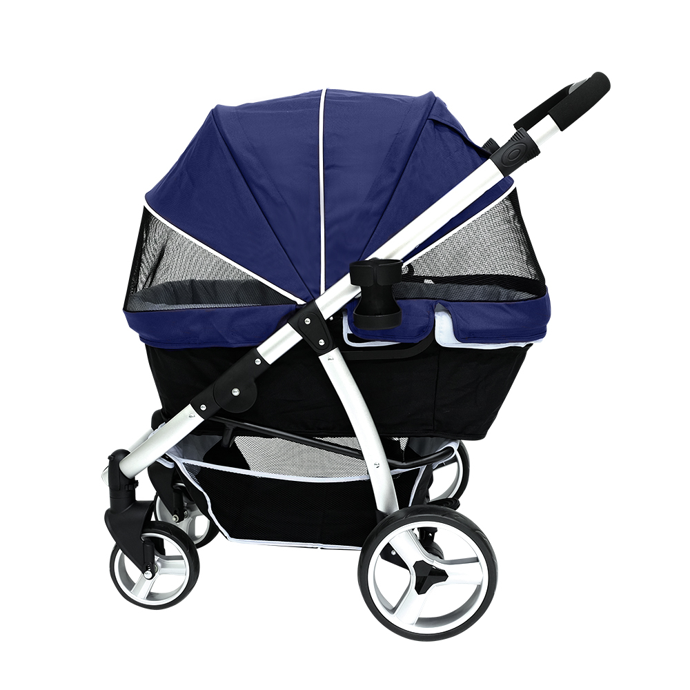 Ibiyaya Collapsible Elegant Retro I Pet Stroller for Cats & Dogs up to 35kg - Navy Blue image 1
