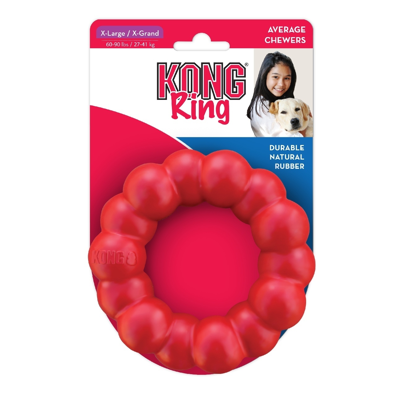 3 x KONG Natural Red Rubber Ring Dog Toy for Healthy Teeth & Gums - X-Large image 1