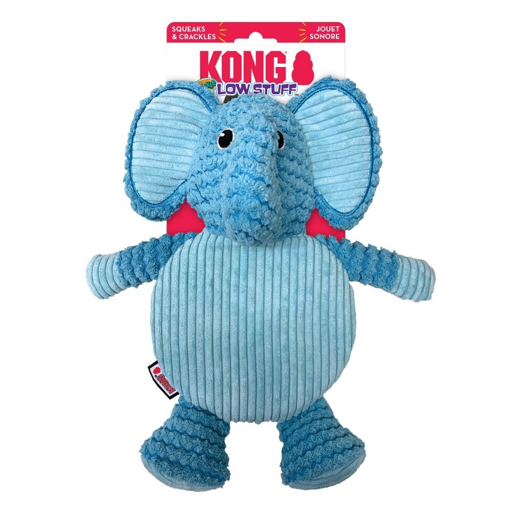 KONG Low Stuff Crackle Tummiez Plush Textured  Squeaker Dog Toy - Elephant image 1
