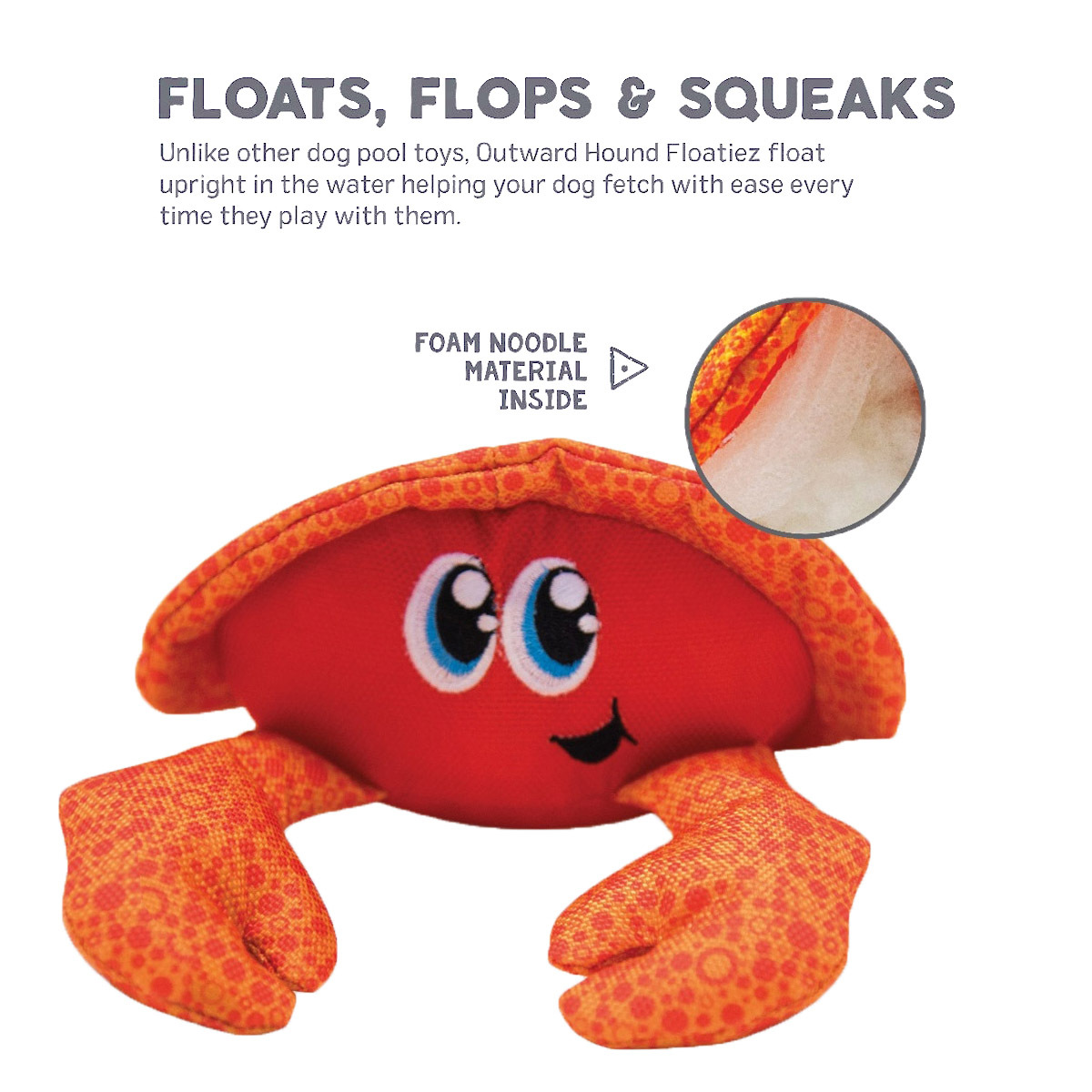 Outward Hound Floatiez Crab Floating Squeaker Dog Toy image 1