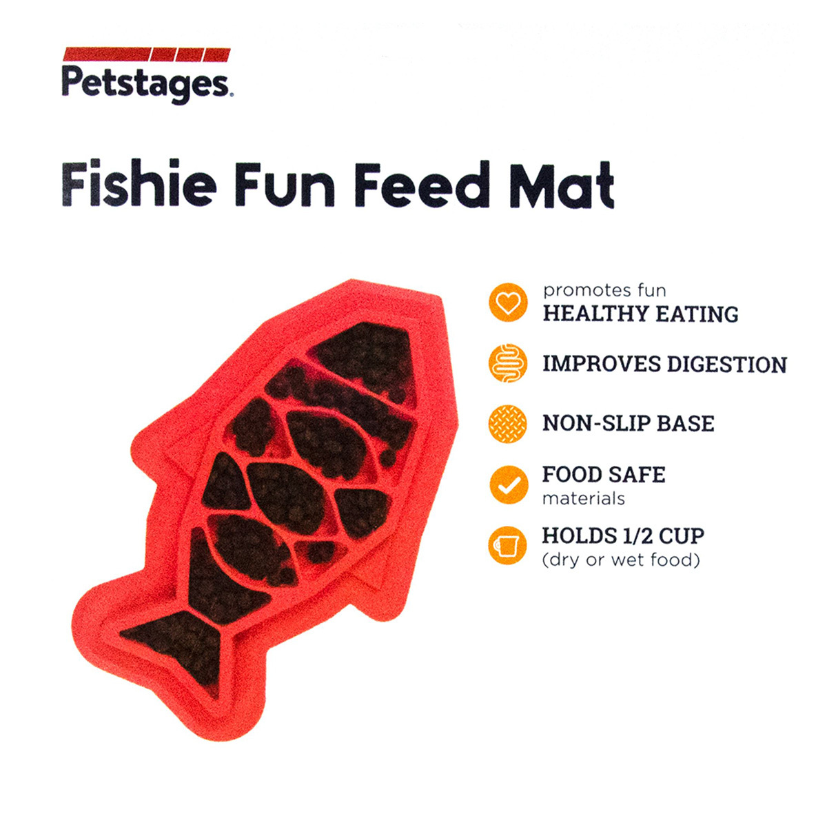 Petstages Fishie Fun Feed Mat Wet and Dry Slow Food Bowl for Cats - Pink image 1