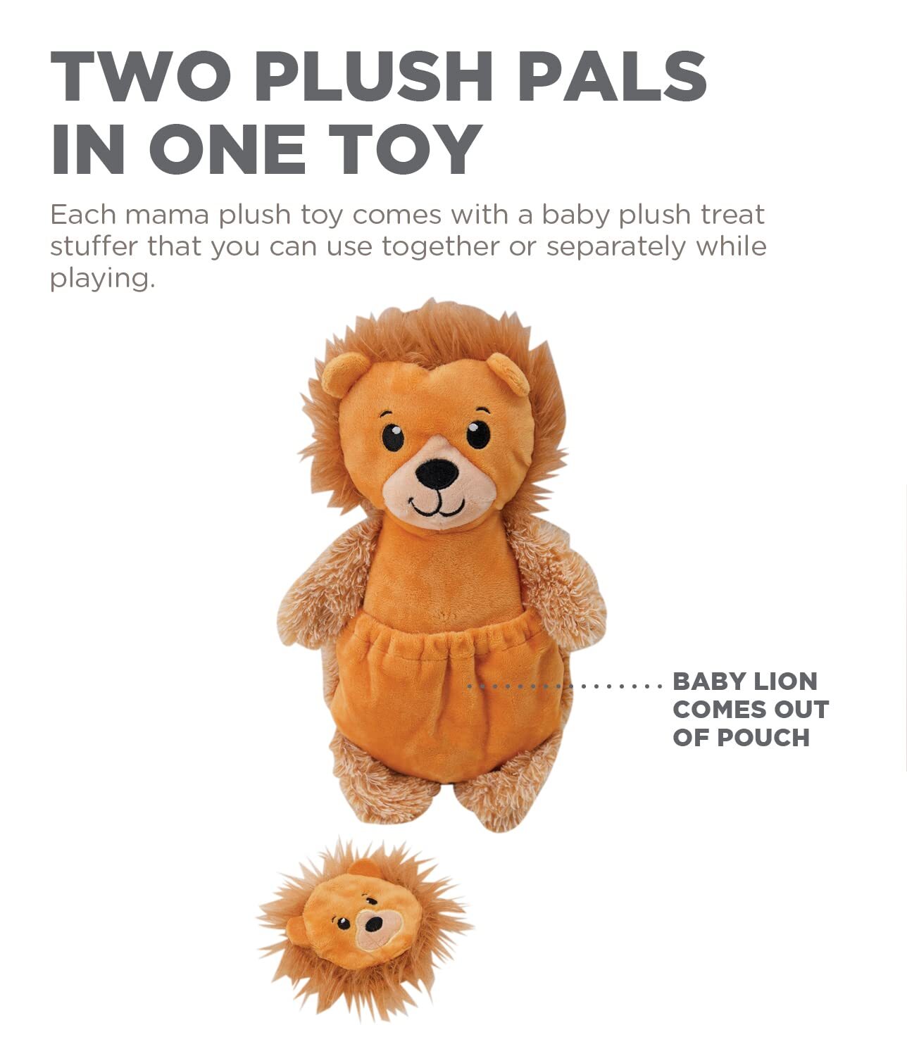 Charming Pet Pouch Pals Plush Dog Toy - Lion with Baby in Pouch image 1