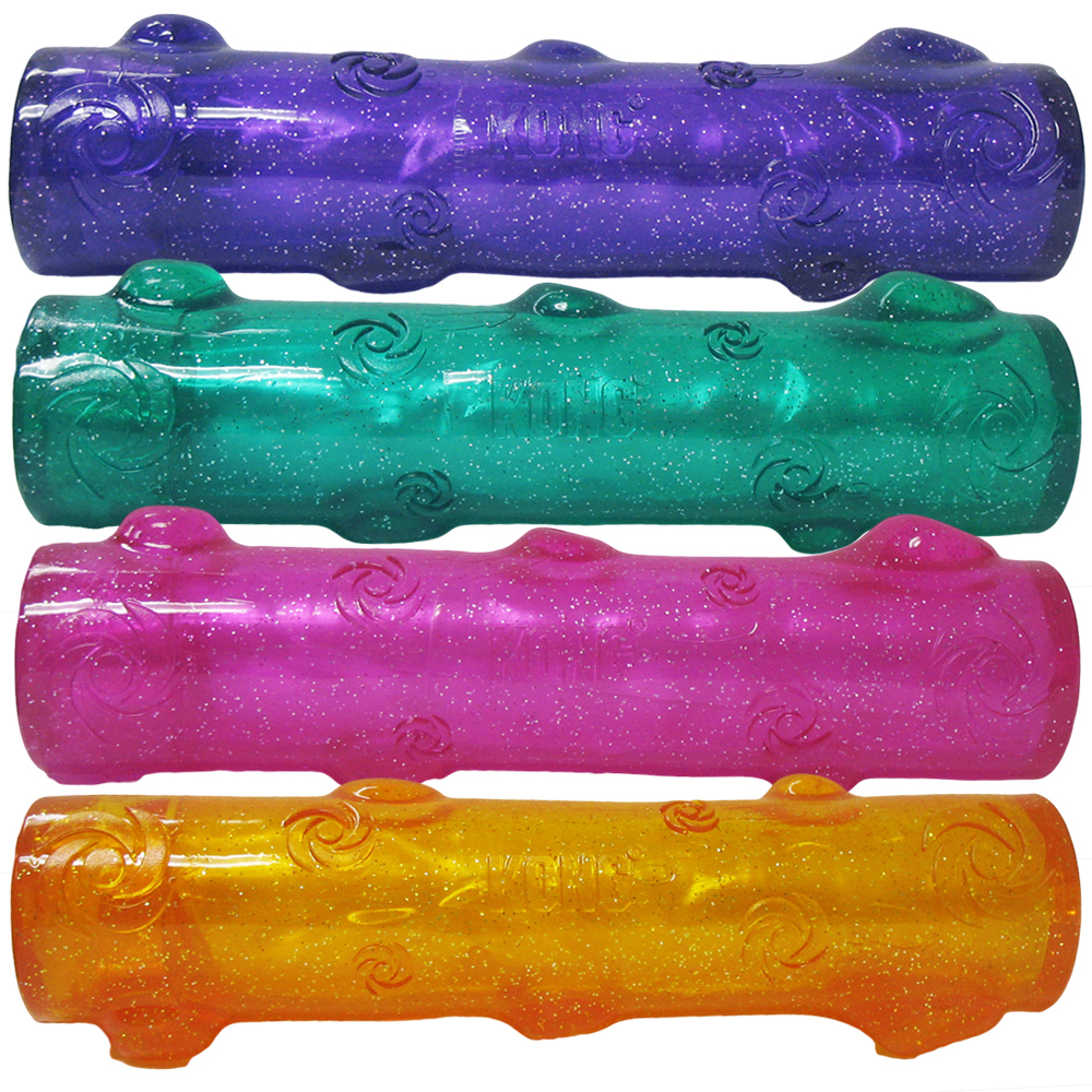 4 x KONG Squeezz Crackle Textured Fetch Stick Dog Toy in Assorted Colours - Large image 1