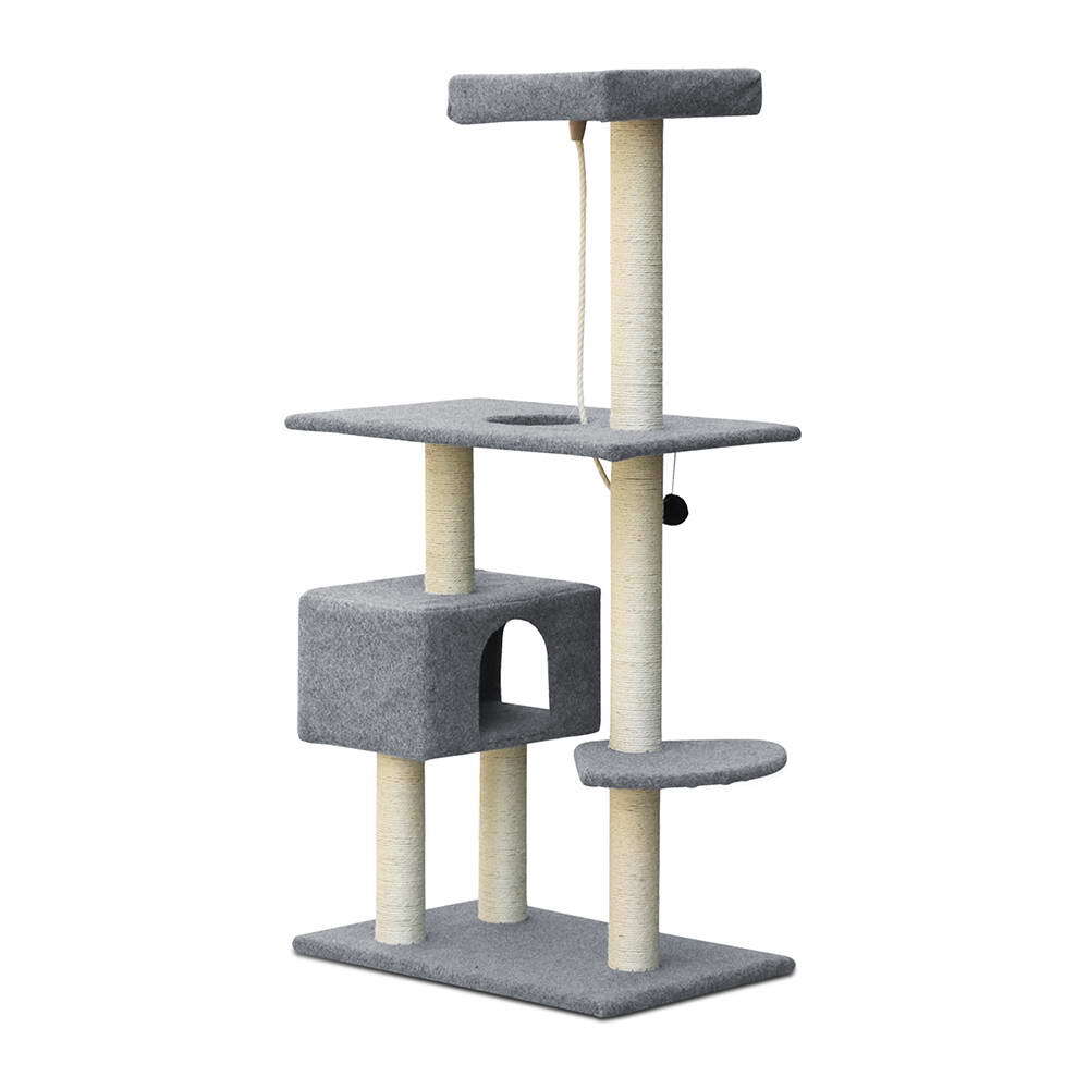 Cat Tree 145cm Scratching Post Scratcher Tower Cat Condo House - Grey image 1