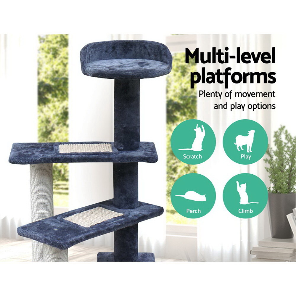 Cat Tree 100cm Trees Scratching Post Scratcher Tower Condo House Furniture Wood Steps image 1