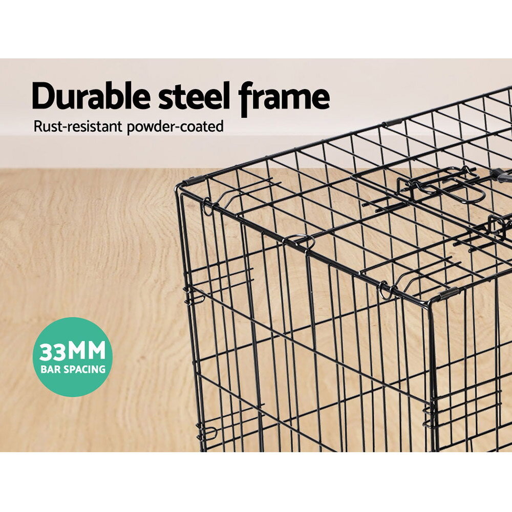 Portable Black Steel Rust-Resistant Dog Crate Foldable with Leak-Proof Tray image 1