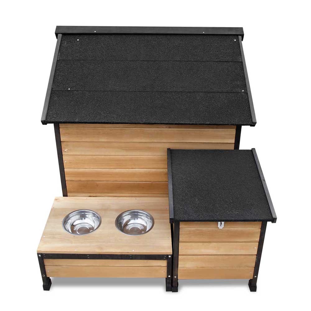Heavy Duty Timber w/ Asphalt Roof & Bowls Dog Kennel