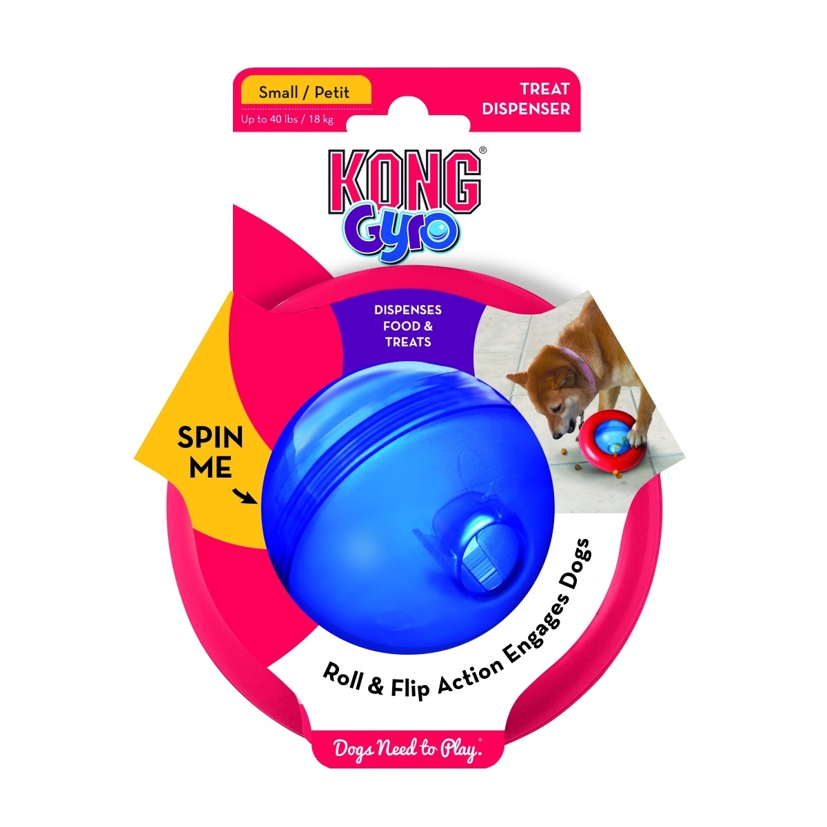 KONG Gyro Treat Dispensing Wobbler Dog Toy - Small - Pack of 4 image 1