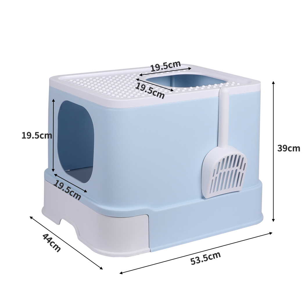 PaWz Cat Litter Box Fully Enclosed Kitty Toilet Trapping Odour Control Basin - Blue image 1