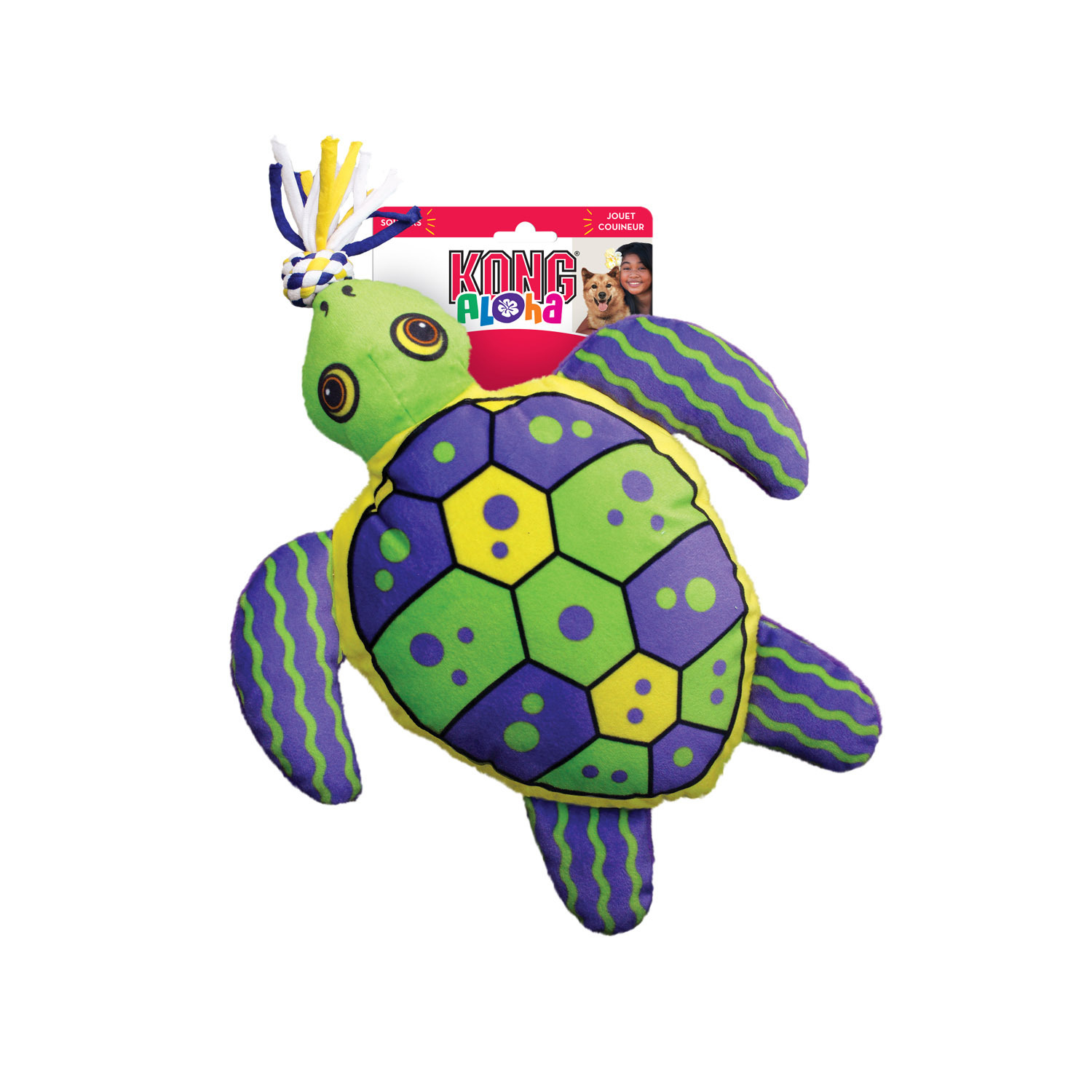 2 x KONG Aloha Turtle Canvas Squeaker Tug Dog Toy - Large/X-Large image 1