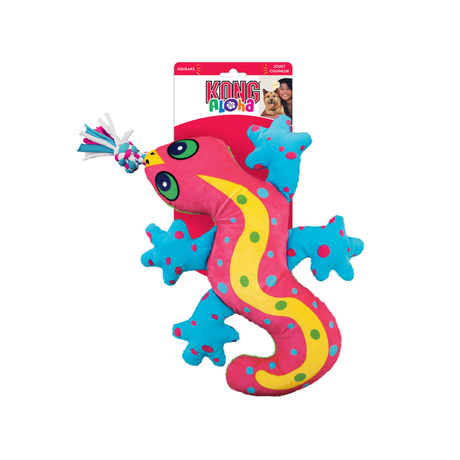 2 x KONG Aloha Gecko Canvas Squeaker Tug Dog Toy - Large/X-Large image 1