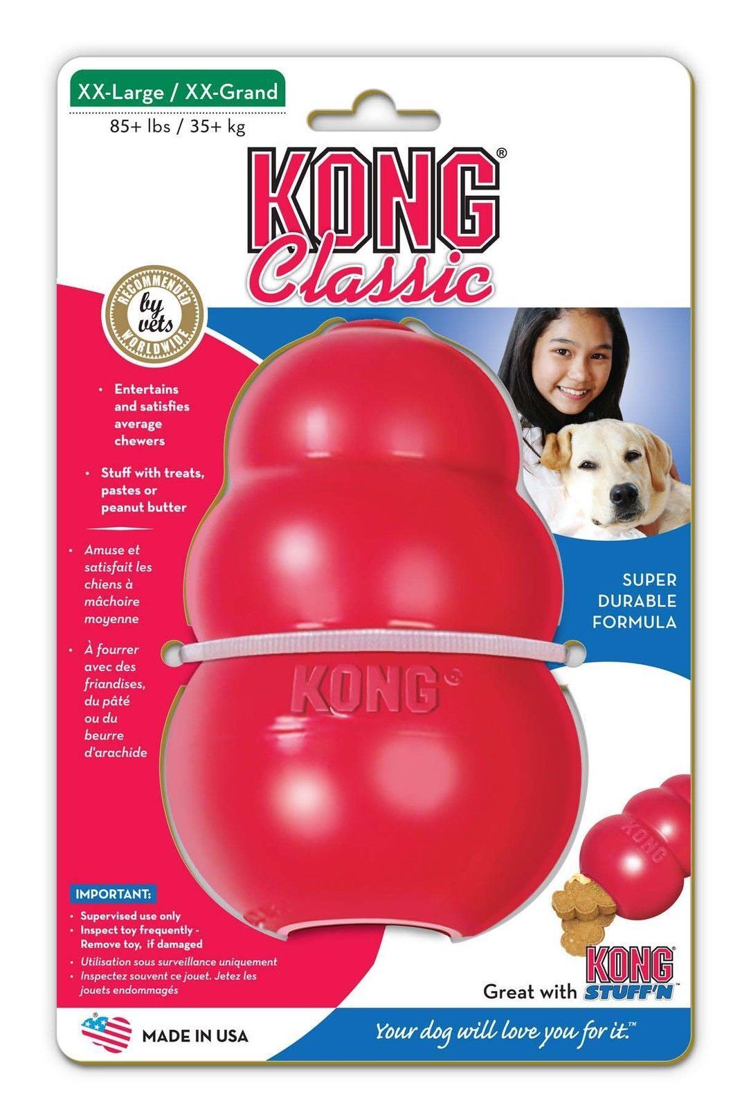 4 x KONG Classic Red Stuffable Non-Toxic Fetch Interactive Dog Toy - Medium image 1