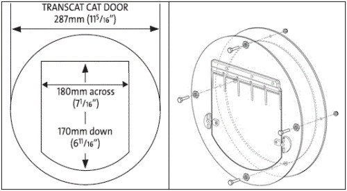 Transcat Clear Cat Door Small 4-Way Locking Door - 180mm Flap Width image 1