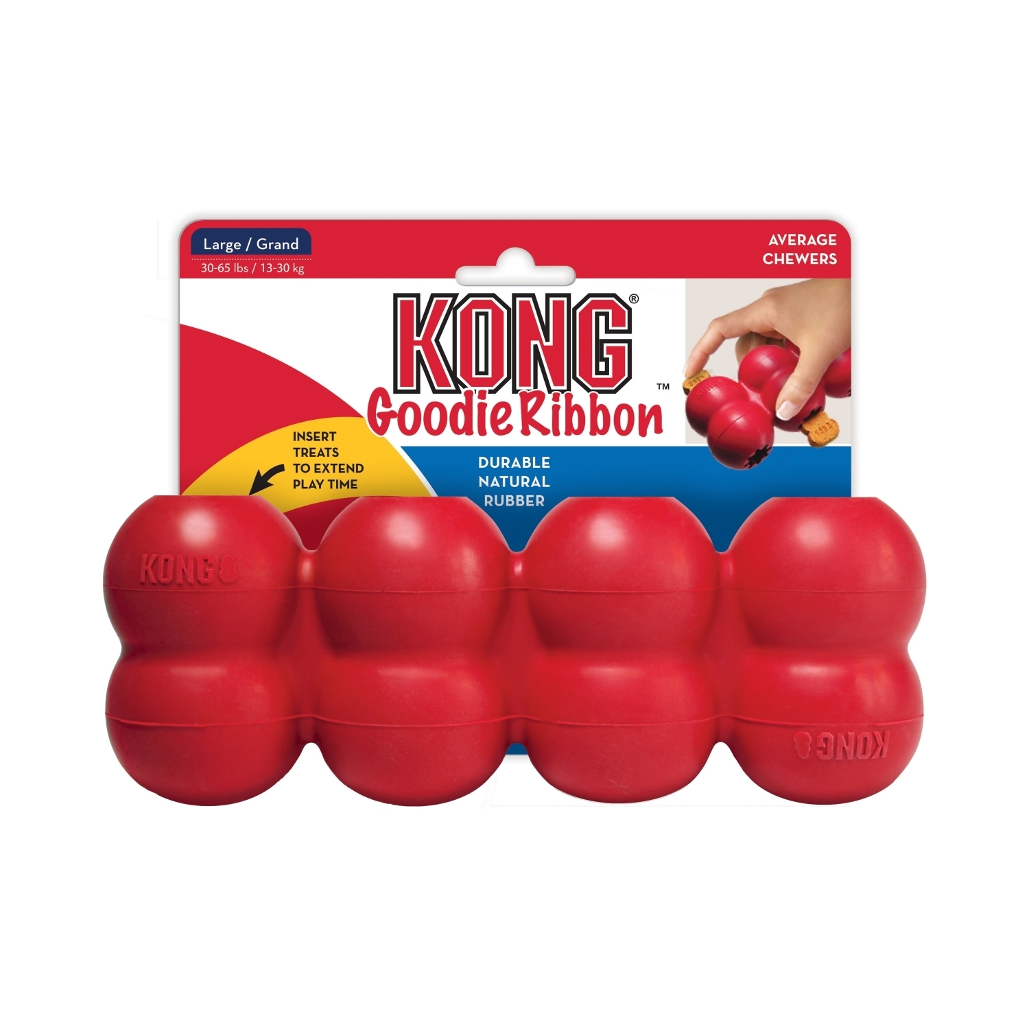 3 x KONG Good Ribbon Treat Hiding and Dispensing Natural Rubber Dog Toy - Large image 1