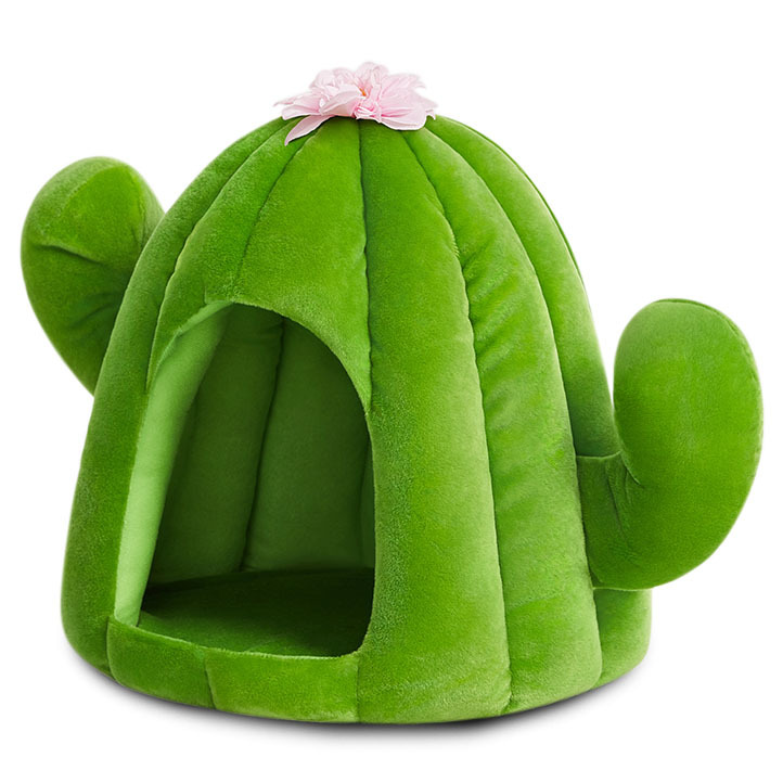 Vetreska Fruity Plush Enclosed Cat Bed - Cactus image 1