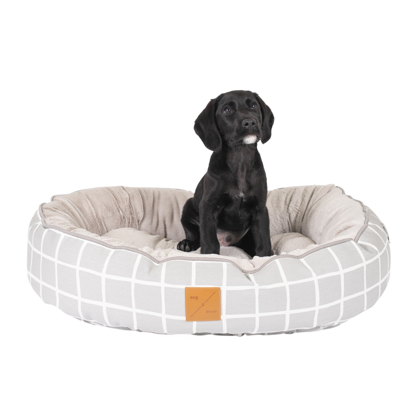 Mog & Bone 4 Seasons Reversible Dog Bed - Grey Check image 1