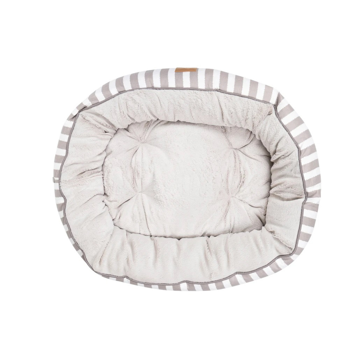 Mog & Bone 4 Seasons Reversible Dog Bed - Latte Hamptons Stripe image 1