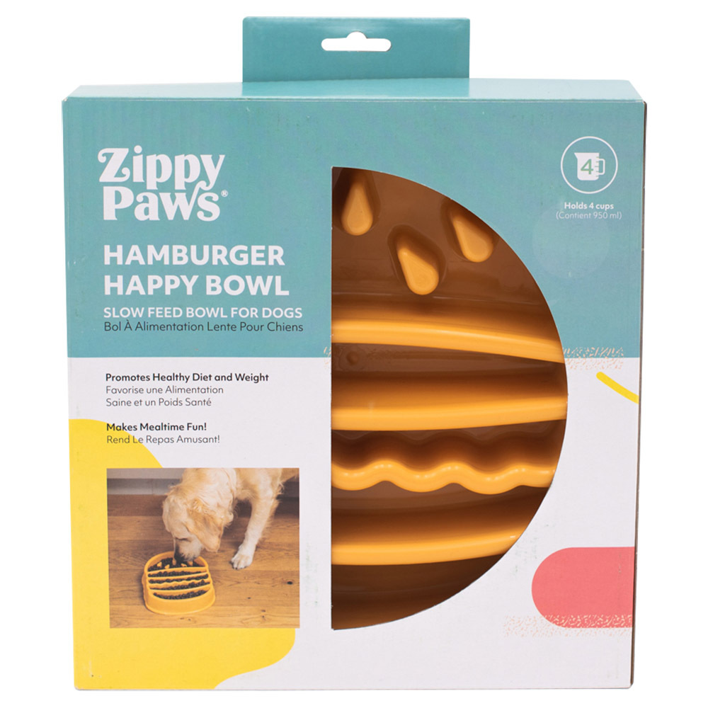 Zippy Paws Happy Bowl Interactive Slow Food Dog Bowl - Burger image 1
